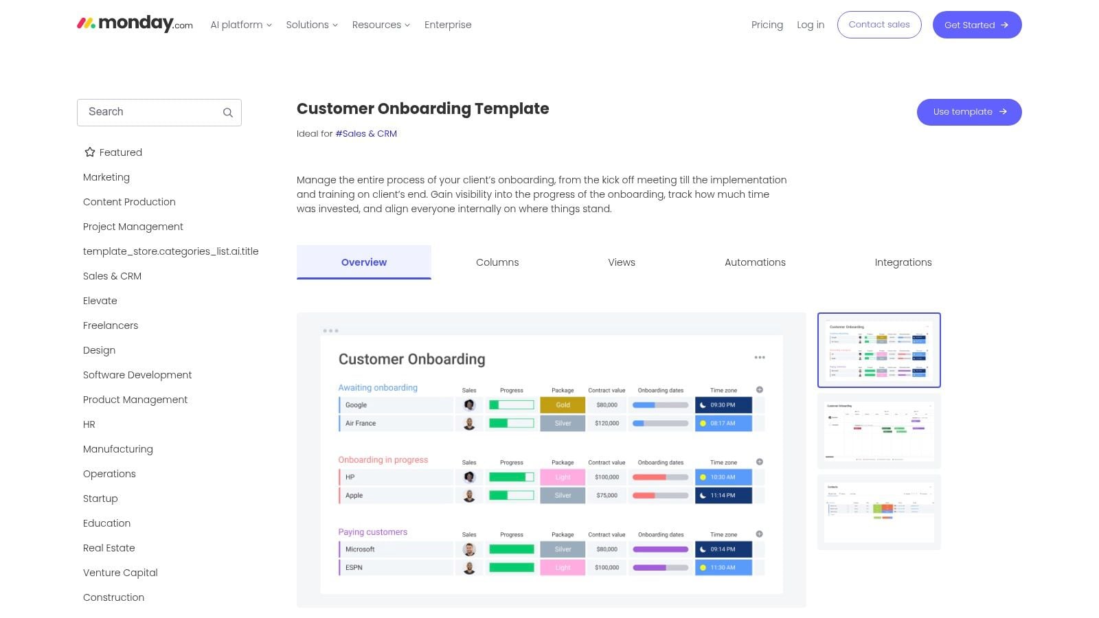 monday.com Customer Onboarding Template