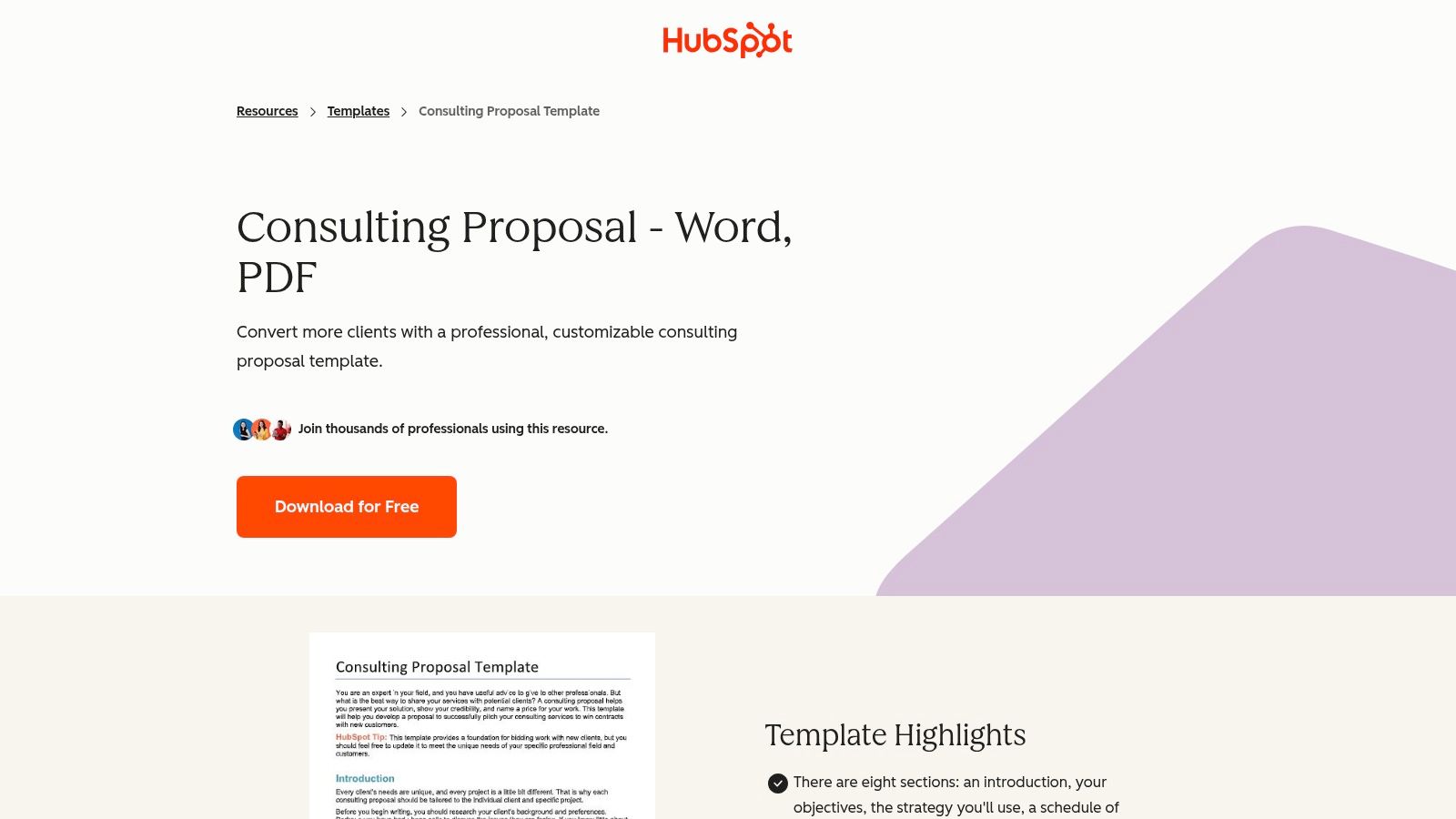 HubSpot Free Consulting Proposal Template
